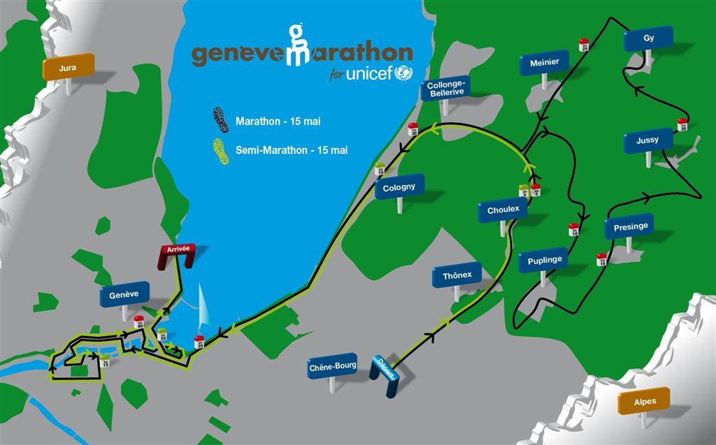 Le parcours du marathon de Genève for Unicef 2011