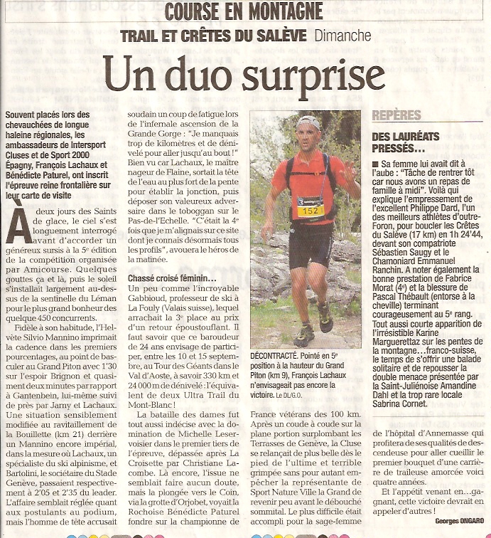 Le trail du Salève 2011 dans la presse